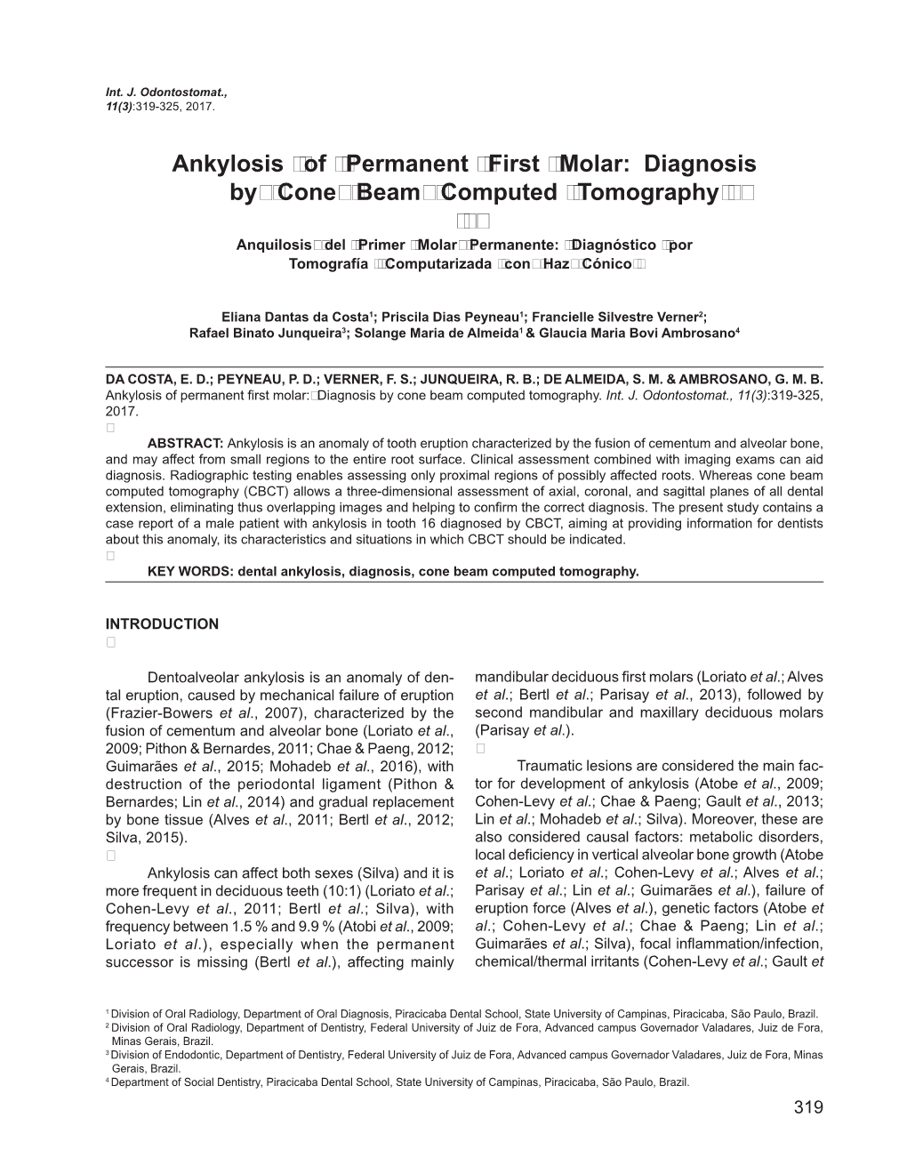 Ankylosis of Permanent First Molar: Diagnosis by Cone Beam