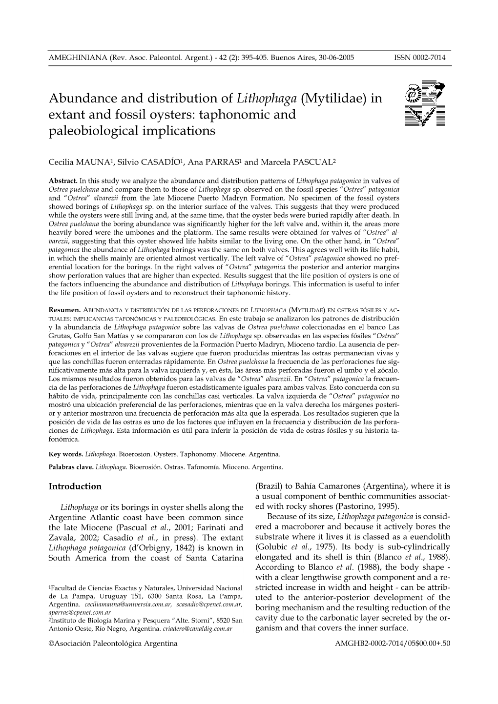 Abundance and Distribution of Lithophaga (Mytilidae) in Extant and Fossil Oysters: Taphonomic and Paleobiological Implications