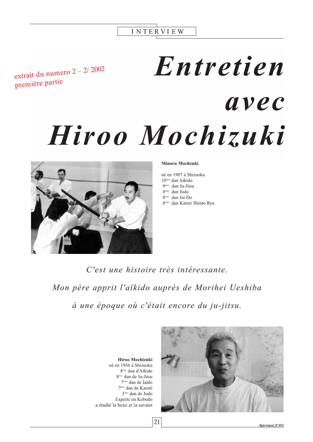 Entretien Avec Hiroo Mochizuki