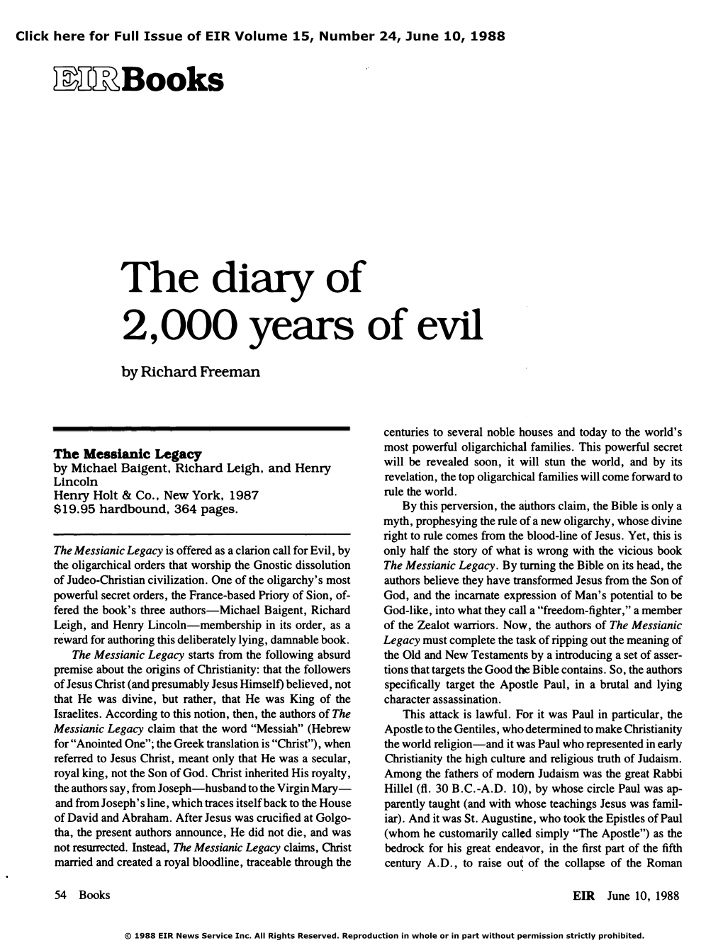The Diary of 2,000 Years of Evil
