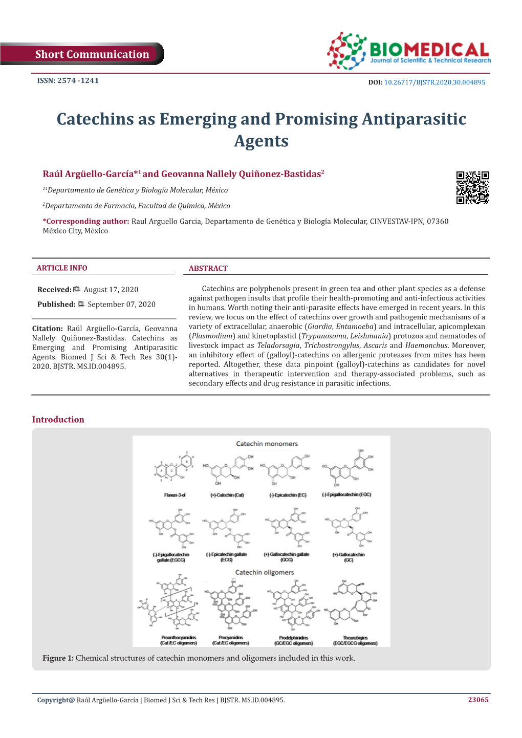 Catechins As Emerging and Promising Antiparasitic Agents