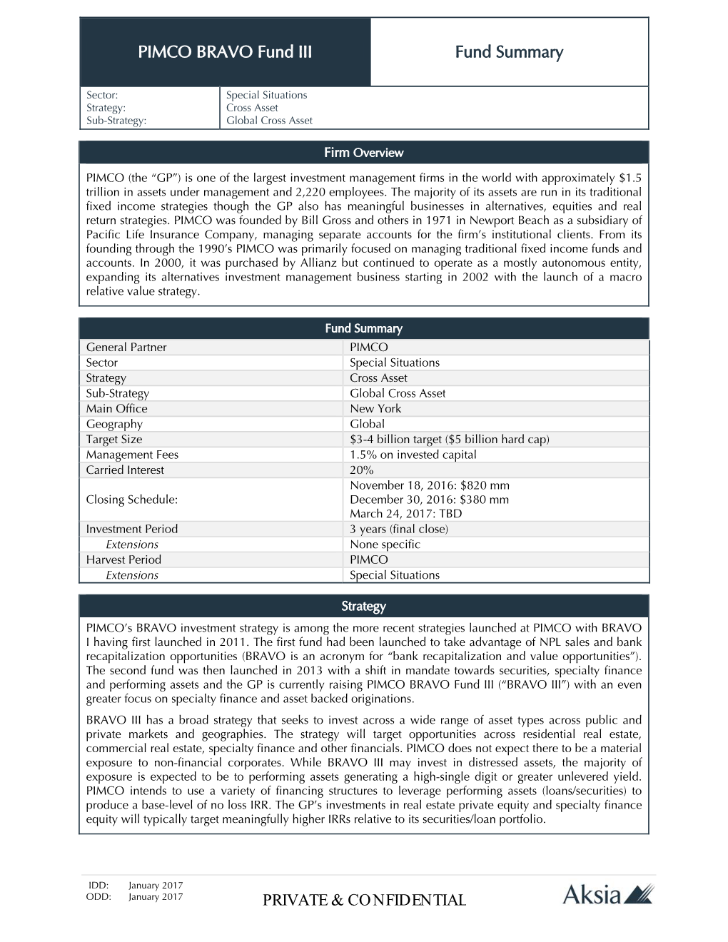 PIMCO BRAVO Fund III Overview