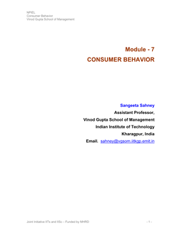 Module - 7 CONSUMER BEHAVIOR