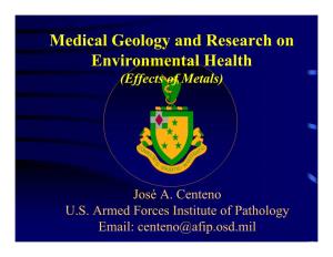 Medical Geology and Research on Environmental Health (Effects of Metals)