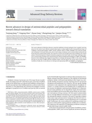 Recent Advances in Design of Antimicrobial Peptides and Polypeptides Toward Clinical Translation