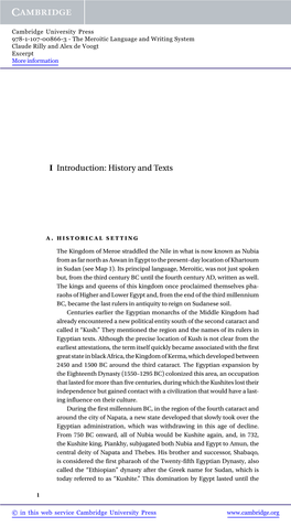 I Introduction: History and Texts
