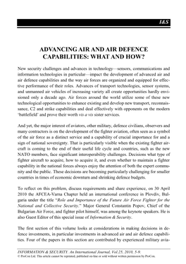 Advancing Air and Air Defence Capabilities: What and How?