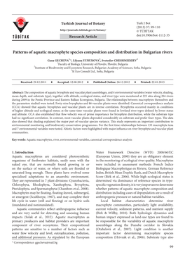 Patterns of Aquatic Macrophyte Species Composition and Distribution in Bulgarian Rivers