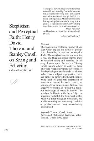 Henry David Thoreau and Stanley Cavell on Seeing and Believing