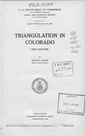 Triangulation in Colorado 1927 Datum