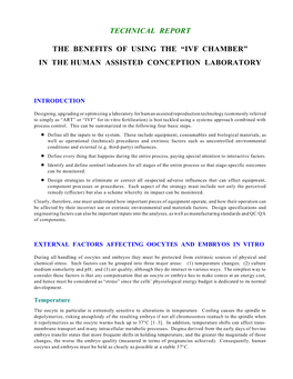 “Ivf Chamber” in the Human Assisted Conception Laboratory