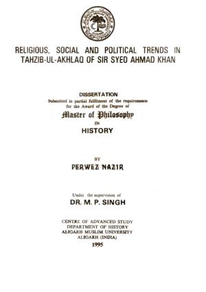 Religious, Social and Political Trends in Tahzib-Ul-Akhlaq of Sir Syed Ahmad Khan