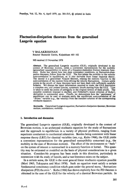 Fluctuation-Dissipation Theorems from the Generalised Langevin Equation