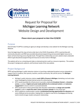 Request for Proposal for Michigan Learning Network Website Design and Development