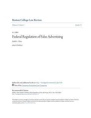 Federal Regulation of False Advertising Judith L