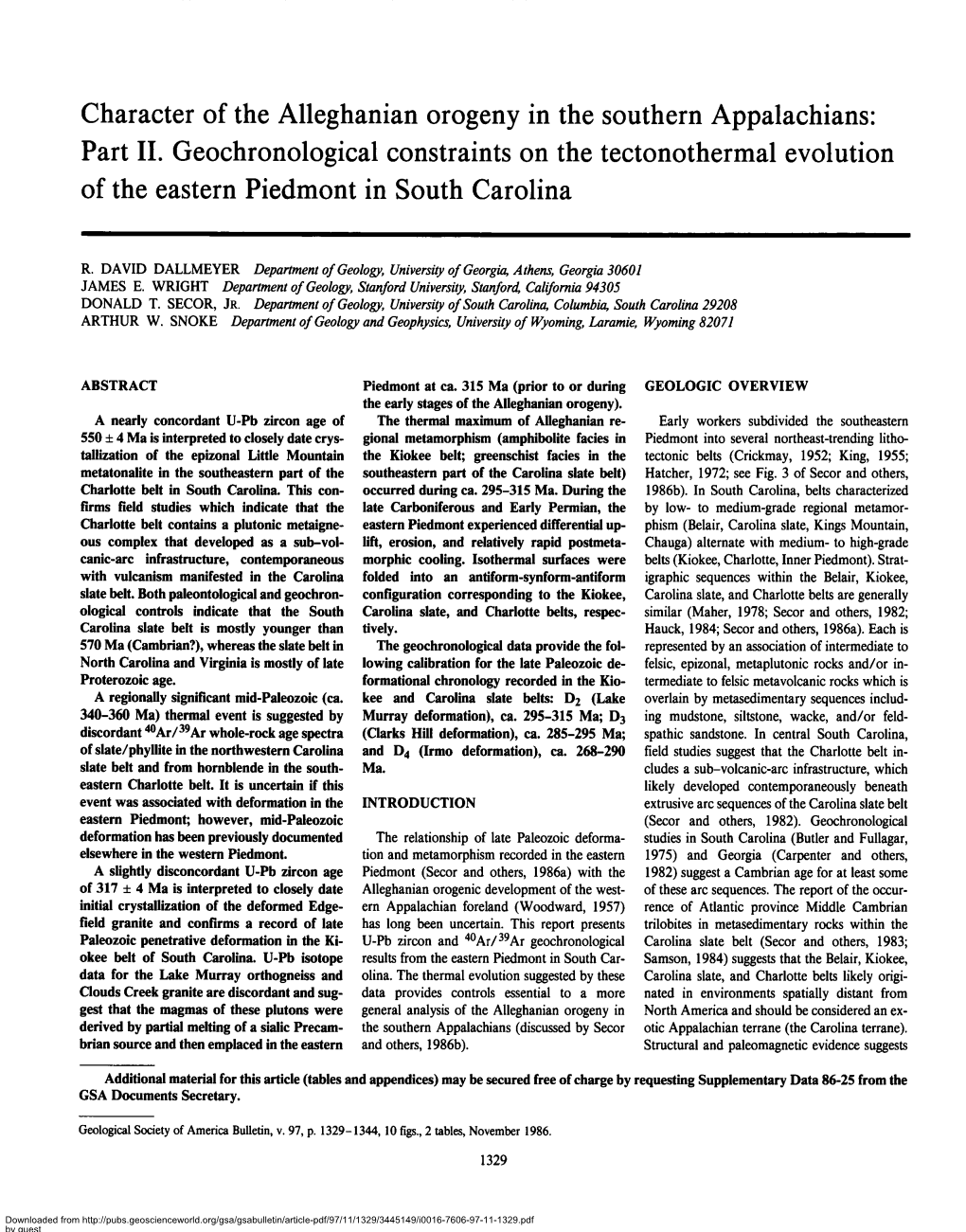 Character of the Alleghanian Orogeny in the Southern Appalachians: Part II