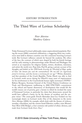 The Third Wave of Levinas Scholarship
