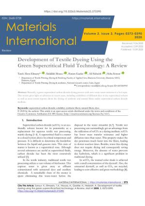 Development of Textile Dyeing Using the Green Supercritical Fluid Technology: a Review
