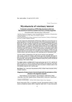 Mycobacteria of Veterinary Interest