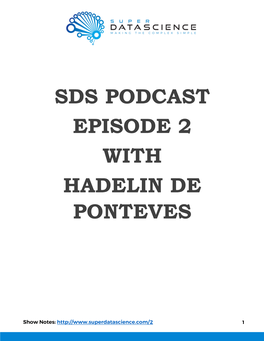 Sds Podcast Episode 2 with Hadelin De Ponteves