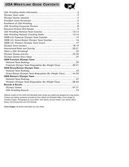 Usa Wrestling Guide Contents