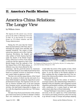 America-China Relations: the Longer View by William Jones