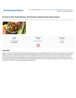 Israel & the Palestinian Territories Real Food Adventure