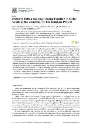 Impaired Eating and Swallowing Function in Older Adults in the Community: the Kurihara Project