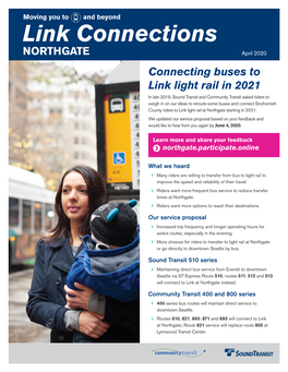 Connecting Buses to Link Light Rail in 2021