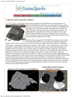 Chondrite LAR 06299 - PSRD | a Cosmosparks Report