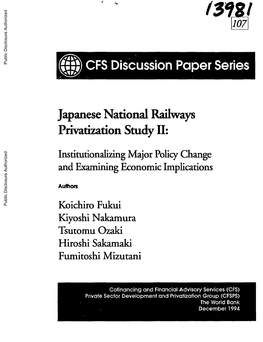 CFS Discussion Paper Series