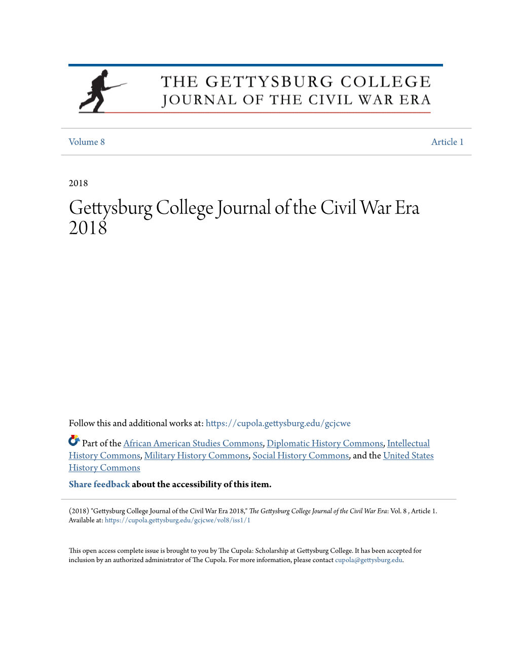 Gettysburg College Journal of the Civil War Era 2018