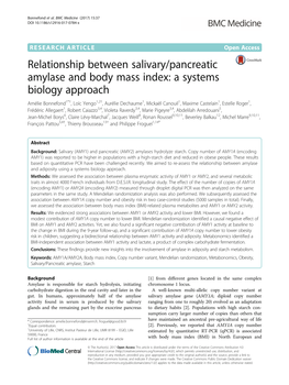 Relationship Between Salivary/Pancreatic Amylase And
