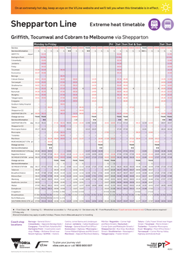 Shepparton Line Extreme Heat Timetable