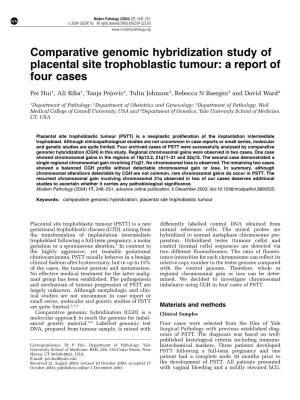 Comparative Genomic Hybridization Study of Placental Site Trophoblastic Tumour: a Report of Four Cases