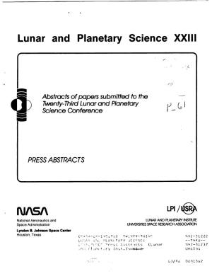 Lunar Andplanetaryscience XXIII