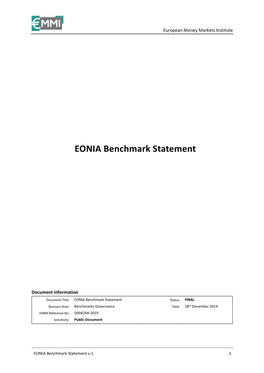 EONIA Benchmark Statement