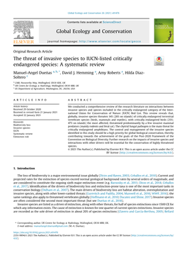 The Threat of Invasive Species to IUCN-Listed Critically Endangered Species: a Systematic Review