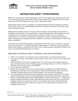 Instruction Sheet: Hypertension