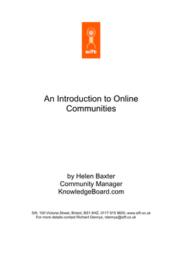 Introduction to Online Communities
