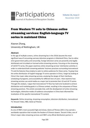 From Western TV Sets to Chinese Online Streaming Services: English-Language TV Series in Mainland China