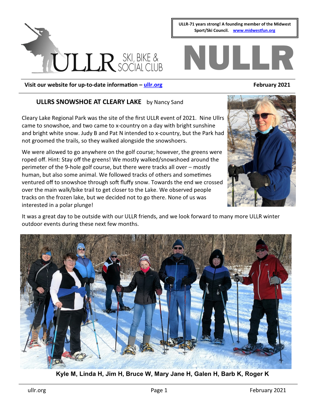 ULLRS SNOWSHOE at CLEARY LAKE by Nancy Sand