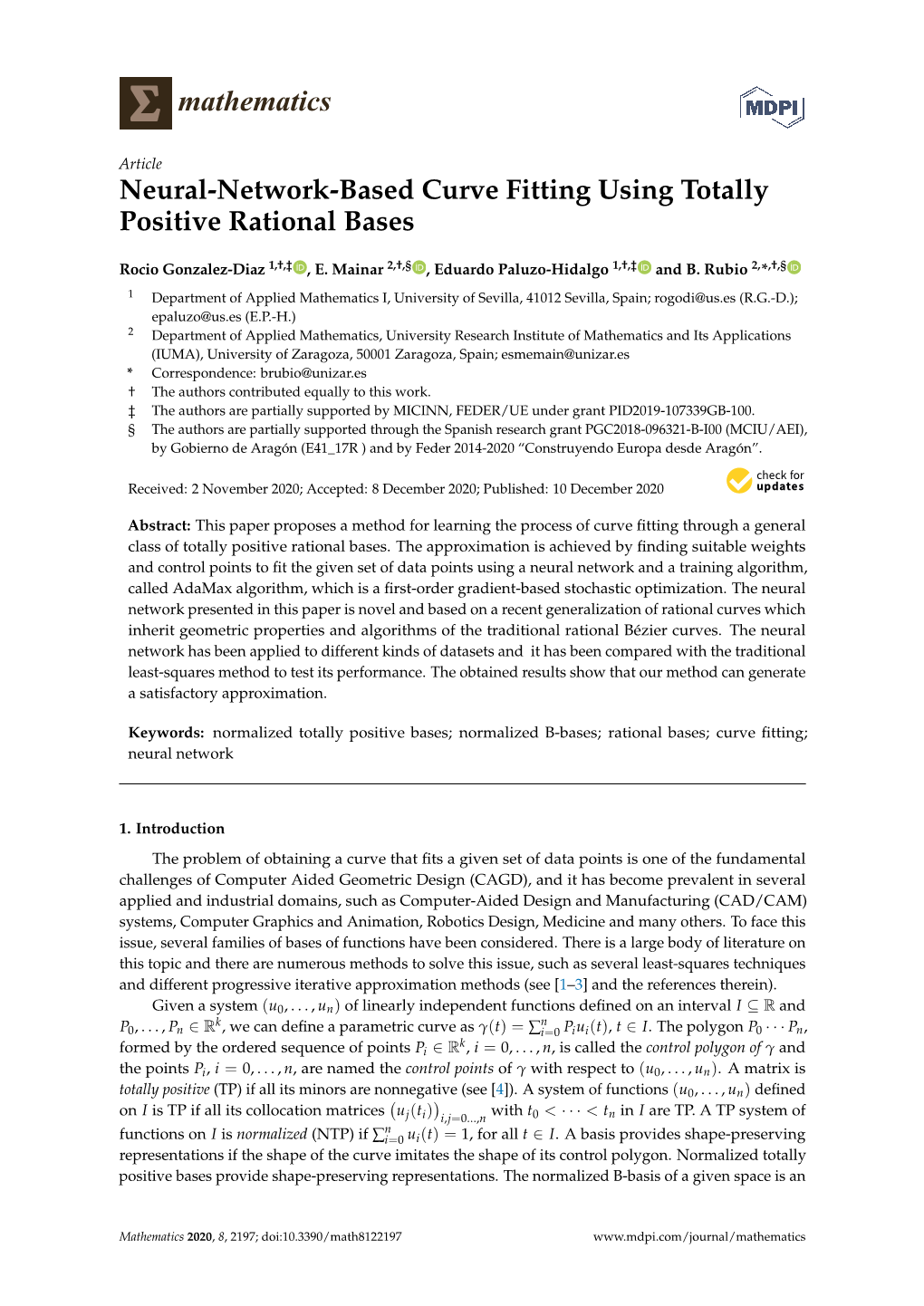 Neural-Network-Based Curve Fitting Using Totally Positive Rational Bases