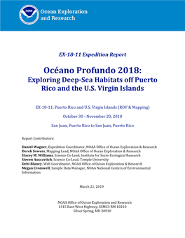 Océano Profundo 2018: Exploring Deep-Sea Habitats Off Puerto Rico and the U.S. Virgin Islands Cruise Report