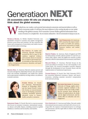 Generatiaon NEXT 25 Economists Under 45 Who Are Shaping the Way We Think About the Global Economy