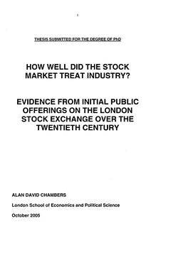 How Well Did the Stock Market Treat Industry?