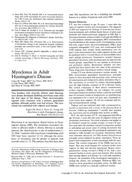 Myoclonus in Adult Huntington's Disease