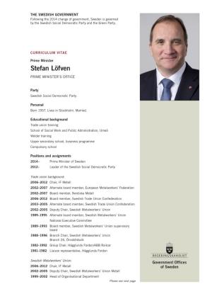 Stefan Löfven PRIME MINISTER’S OFFICE