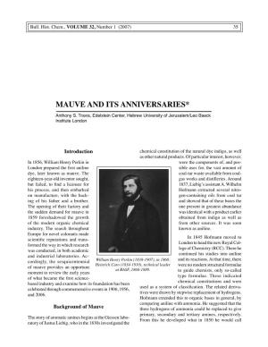 MAUVE and ITS ANNIVERSARIES* Anthony S