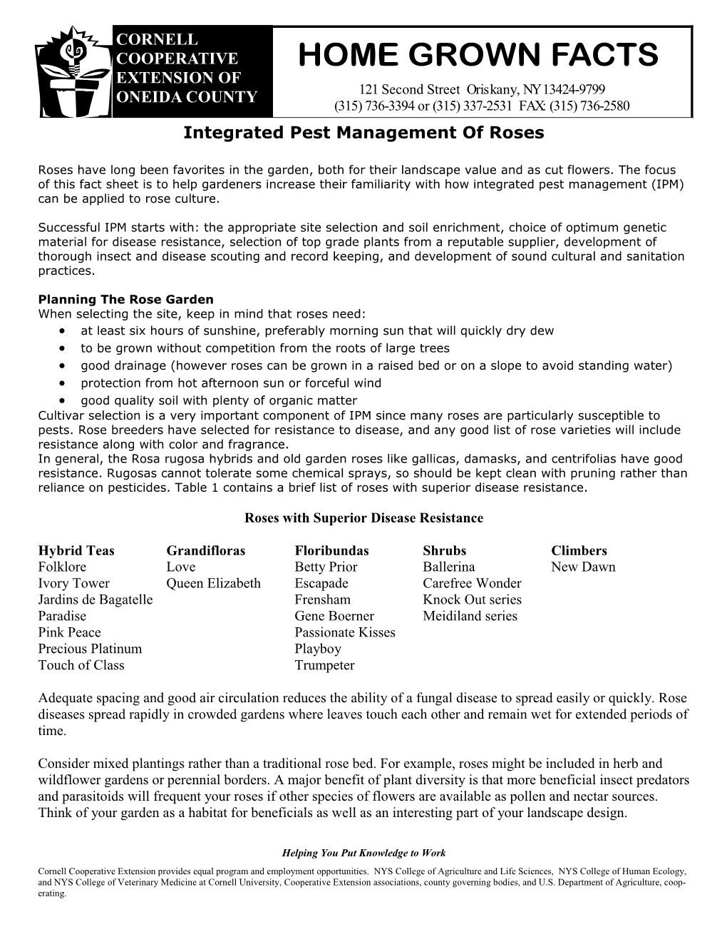 IPM (Integrated Pest Management) of Roses